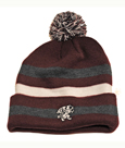 Striped Knit Hat With Pom Pom Griffin Heat Seal